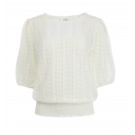 NED Amsterdam Top Morant 1/2 SS Floral Ajour Tricot Ecru